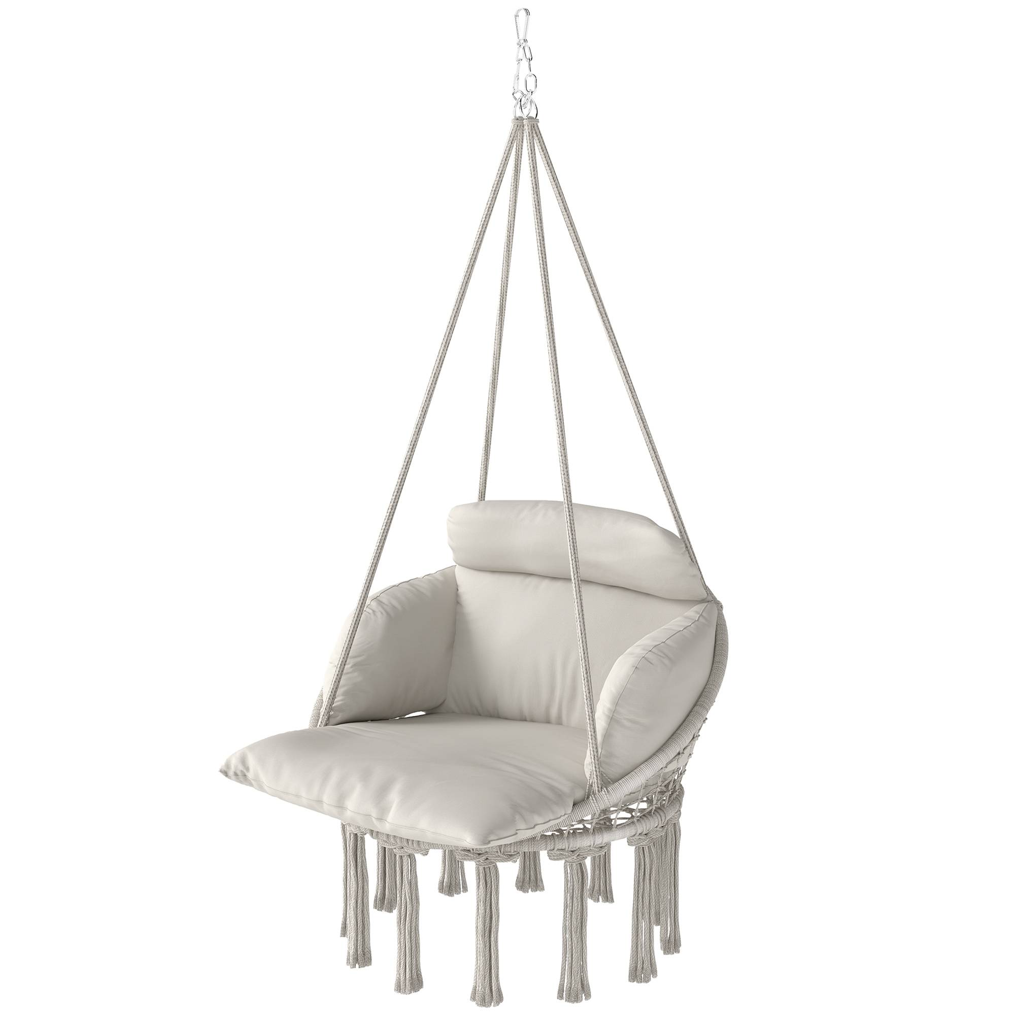Fauteuil suspendu acier crème 80 x 60 x 40 cm - PANGIVO - Image 2