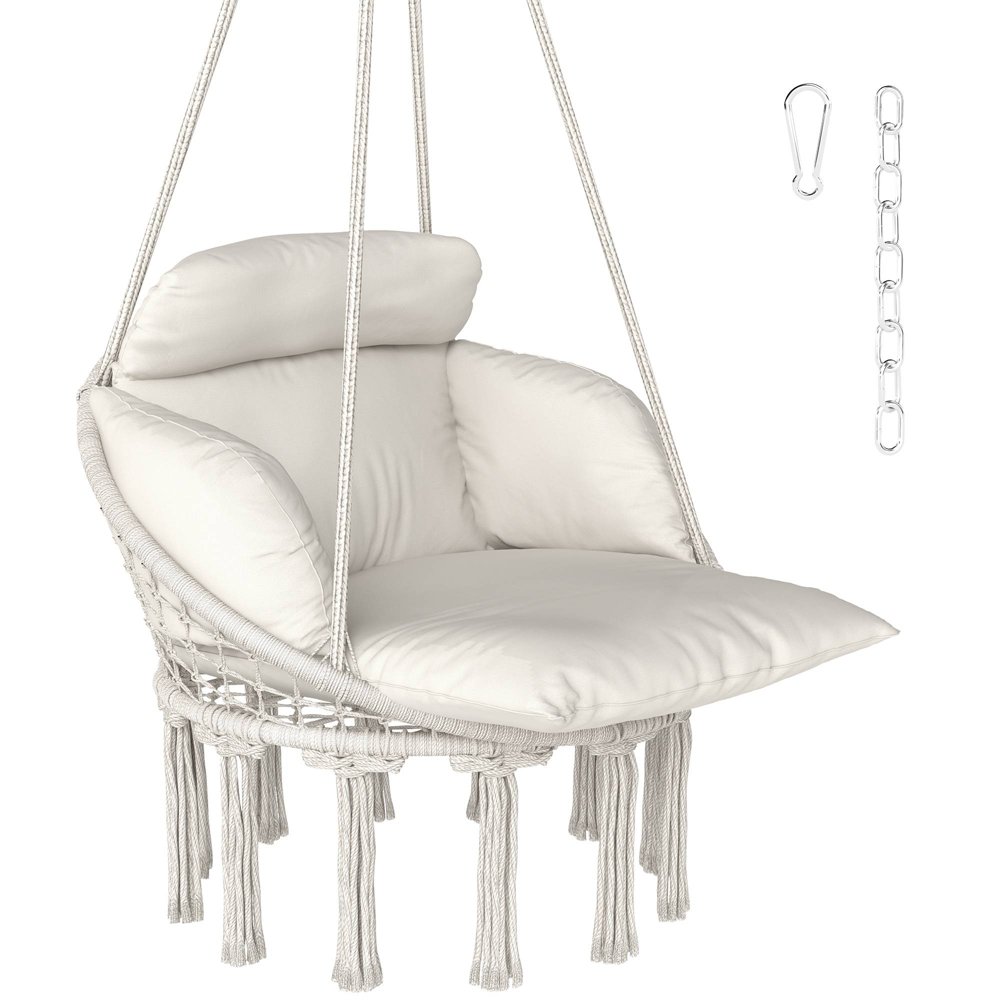 Fauteuil suspendu acier crème 80 x 60 x 40 cm - PANGIVO - Image 1