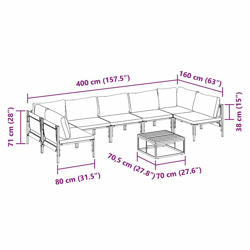 Salon de Jardin Confortable 8 Pièces en Acier Modulable Pour Patio Anthracite – ComfortXL Outdoor Living - Image 5