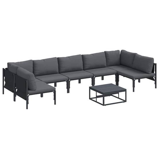 Salon de Jardin Confortable 8 Pièces en Acier Modulable Pour Patio Anthracite – ComfortXL Outdoor Living - Image 2