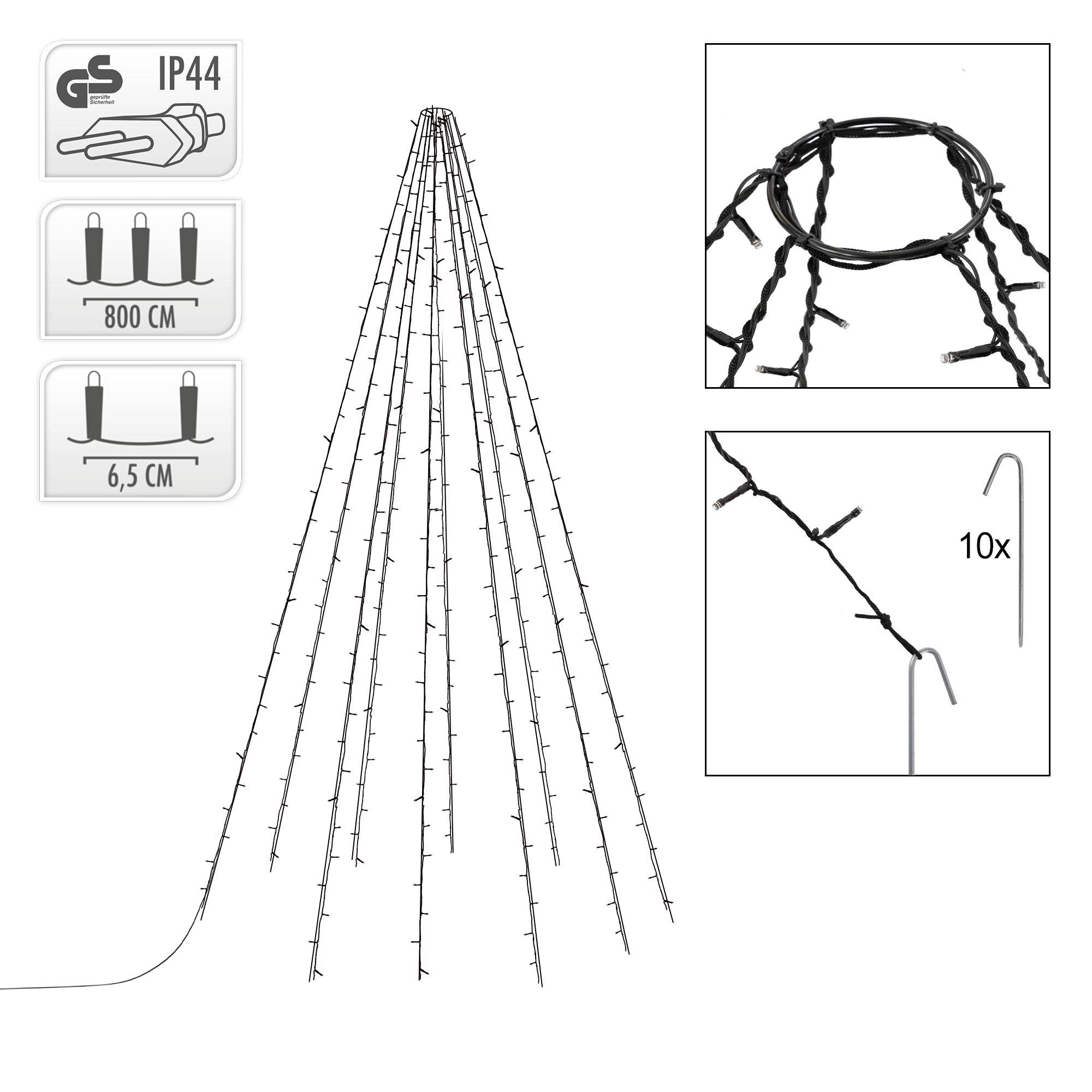 Ecd-Germany - Chaîne lumineuse de Noël pour mât drapeau guirlandes de lumières 8m à LED IP-44 - Imagen 4