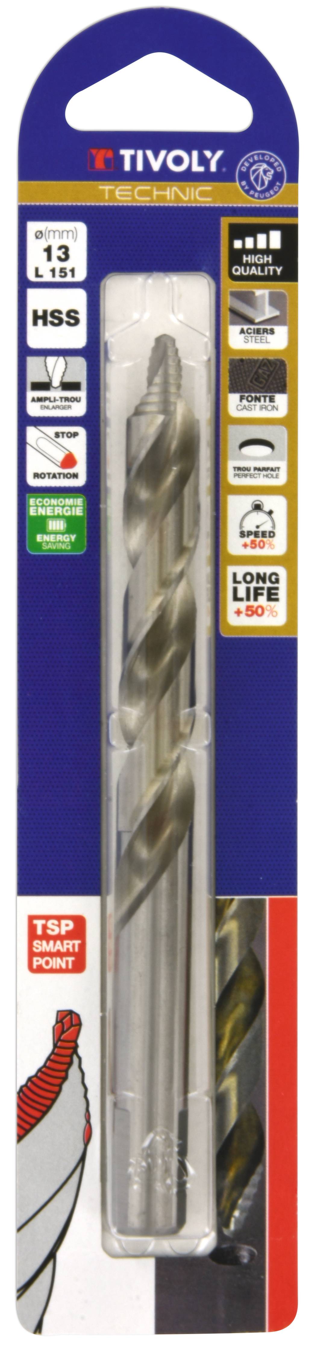 Tivoly - Tivoly  Foret métaux TSP Ø: 13 / L: 151 / HSS taillé meulé -DIN338 -h8 -Affûtage Smart Point (Etui plastique) - Image 2