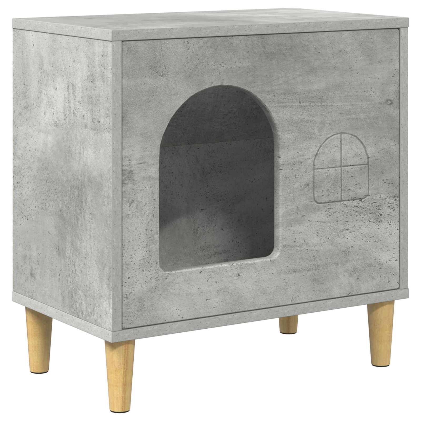 Abri Chat Intérieur Effet Béton Gris 52cm pour Chat Industriel Solide - ComfortXL Outdoor Living - Image 2