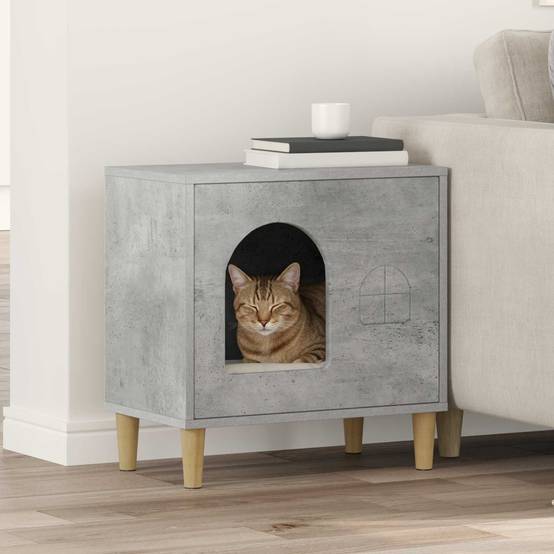 Abri Chat Intérieur Effet Béton Gris 52cm pour Chat Industriel Solide - ComfortXL Outdoor Living - Image 1