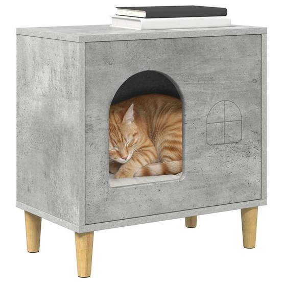 Abri Chat Intérieur Effet Béton Gris 52cm pour Chat Industriel Solide - ComfortXL Outdoor Living - Image 3