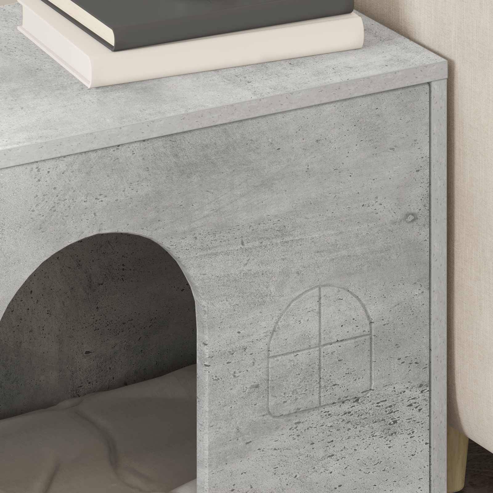 Abri Chat Intérieur Effet Béton Gris 52cm pour Chat Industriel Solide - ComfortXL Outdoor Living - Image 4