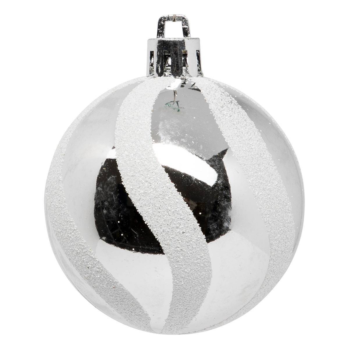 Fééric Lights & Christmas - Boules de Noël "Colorama de Noël" lot de 25 en plastique D6cm argent blanc - Atmosphera Créateur d'intérieur - Imagen 3