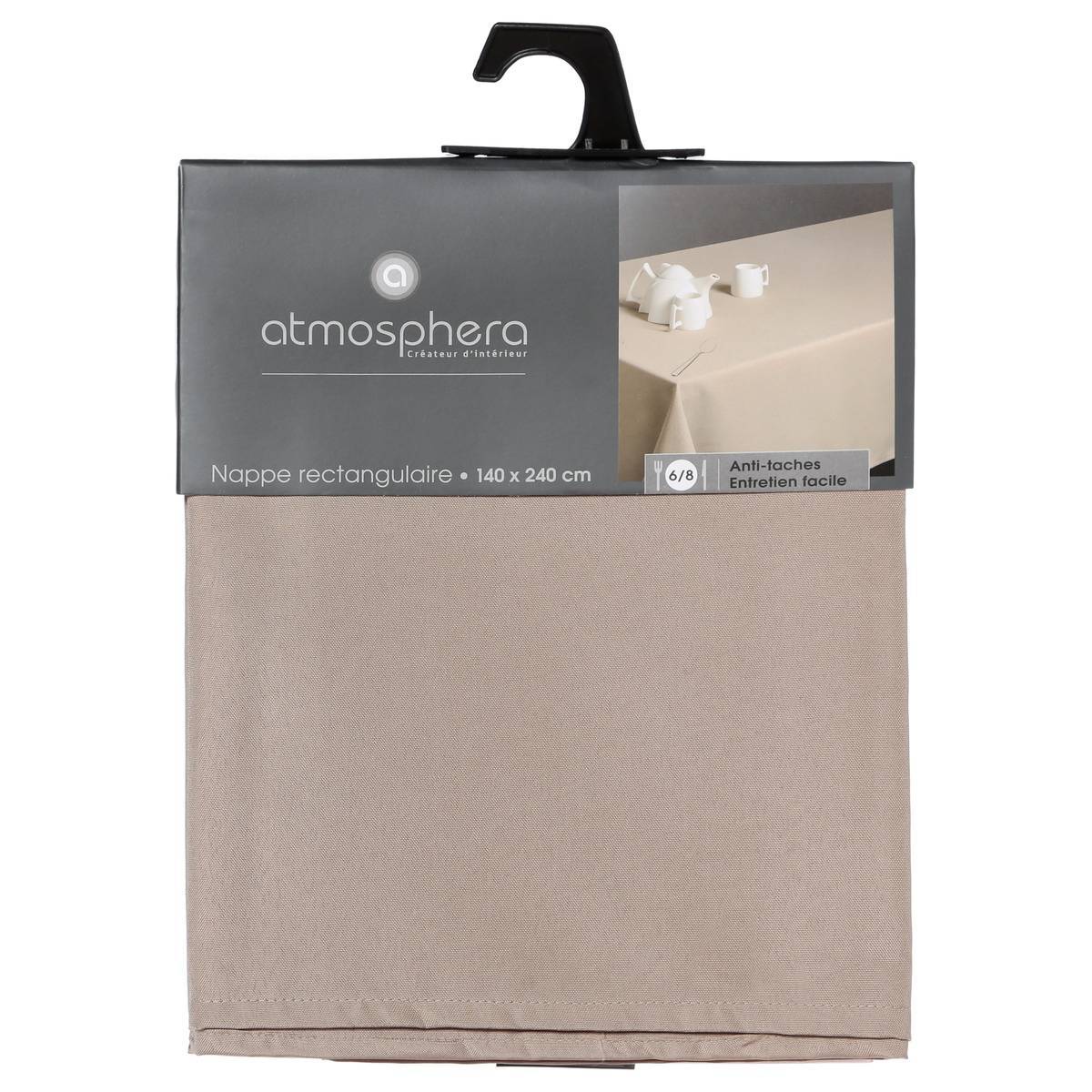 Atmosphera - Nappe "Lallie" anti-tâche beige 140x240cm - Atmosphera Créateur d'intérieur - Imagen 3