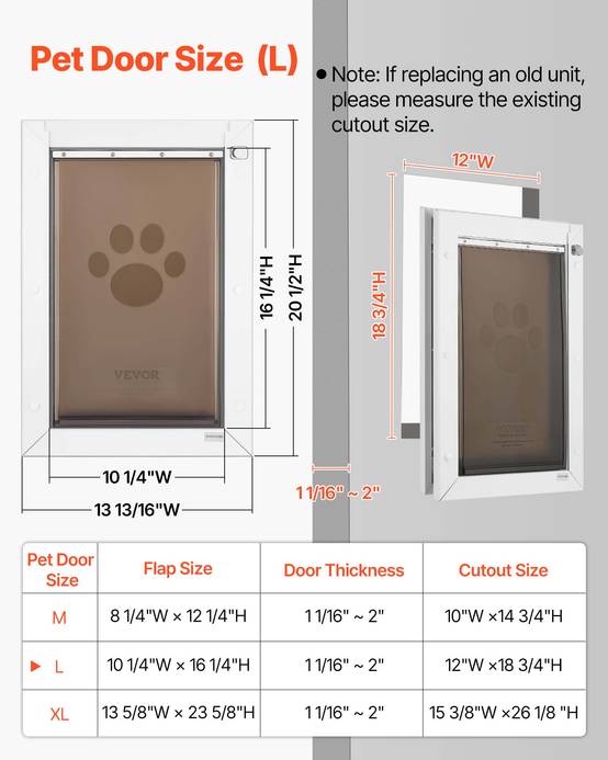 VEVOR Porte pour Chien Chatière à Double Rabat Magnétique Cadre Métal Taille L - Image 5