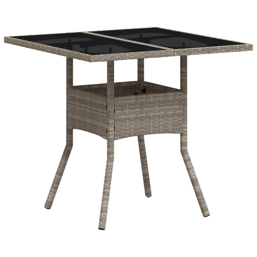 PANGIVO - Table de jardin résine tressée verre gris clair 80 x 80 x 75 cm - PANGIVO - Image 2