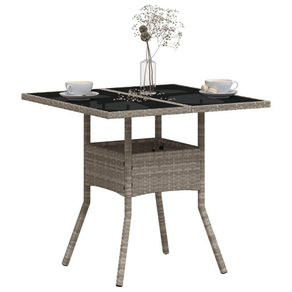 PANGIVO - Table de jardin résine tressée verre gris clair 80 x 80 x 75 cm - PANGIVO - Image 4