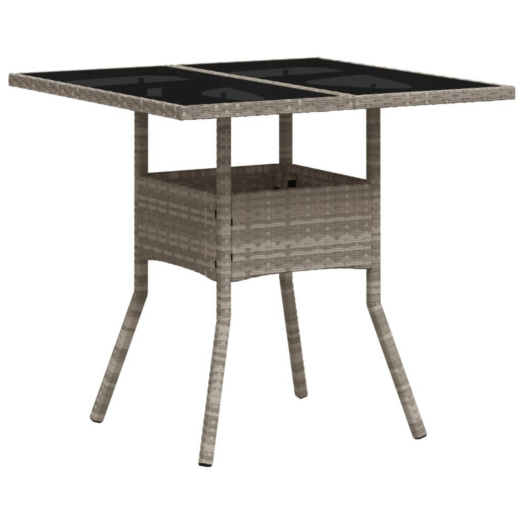 PANGIVO - Table de jardin résine tressée verre gris clair 80 x 80 x 75 cm - PANGIVO - Image 7