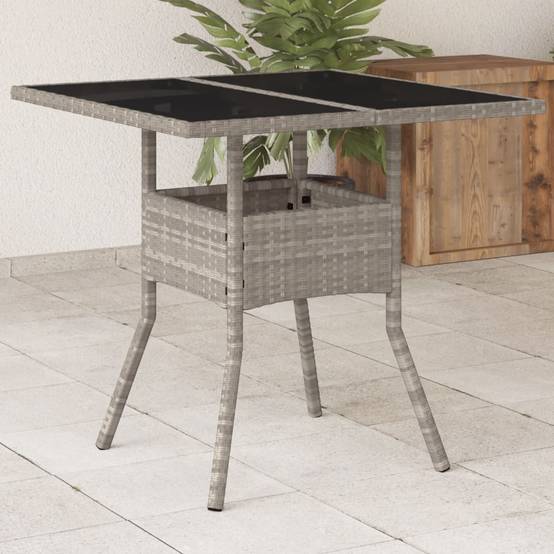 PANGIVO - Table de jardin résine tressée verre gris clair 80 x 80 x 75 cm - PANGIVO - Image 1