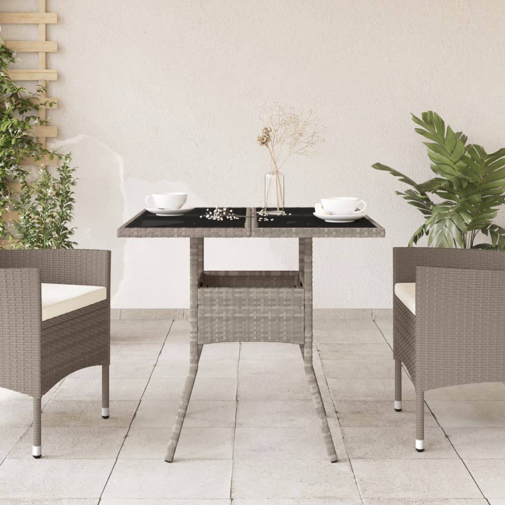 PANGIVO - Table de jardin résine tressée verre gris clair 80 x 80 x 75 cm - PANGIVO - Image 3