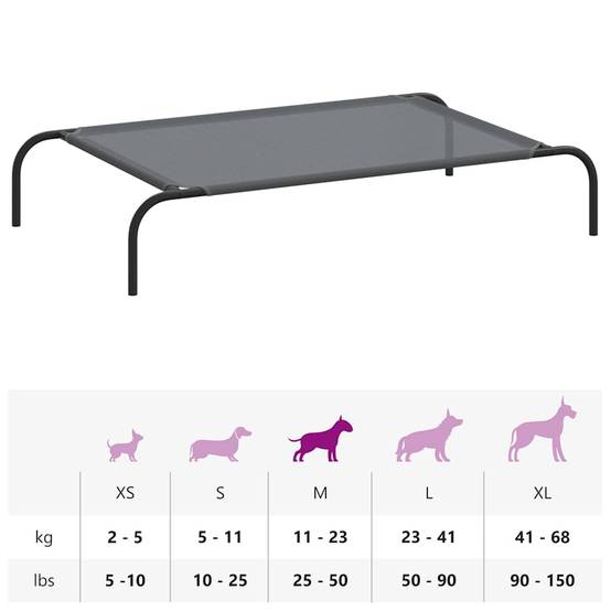 Lit pour chien surélevé textilène respirant pour intérieur extérieur Gris 110x65cm – ComfortXL Pet Living - Image 9
