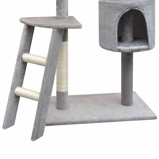 Helloshop26 - Arbre à chat griffoir grattoir niche jouet animaux peluché en sisal 150 cm gris - Image 3