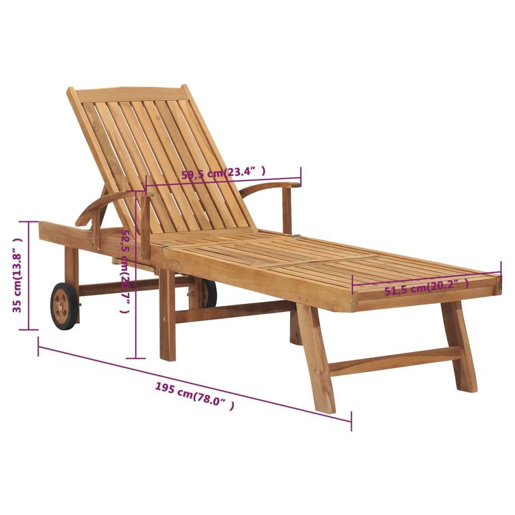 Vidaxl - Chaise longue avec table Bois de teck solide vidaXL 48017 - Imagen 3