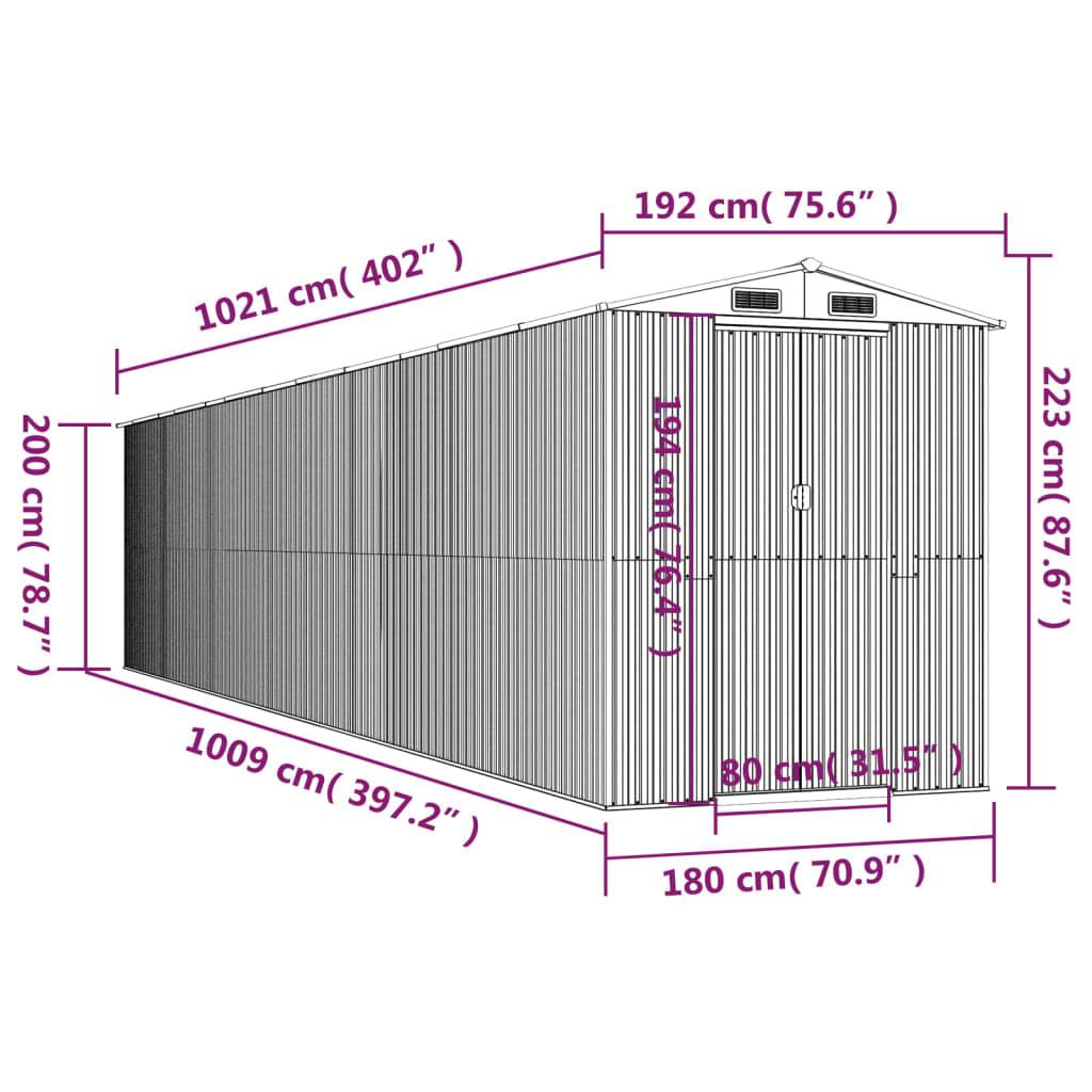 Helloshop26 - Abri de jardin cabane cabanon maison de stockage remise extérieur hangar outils robuste clair 192 x 1021 x 223 cm acier galvanisé gris - Imagen 6