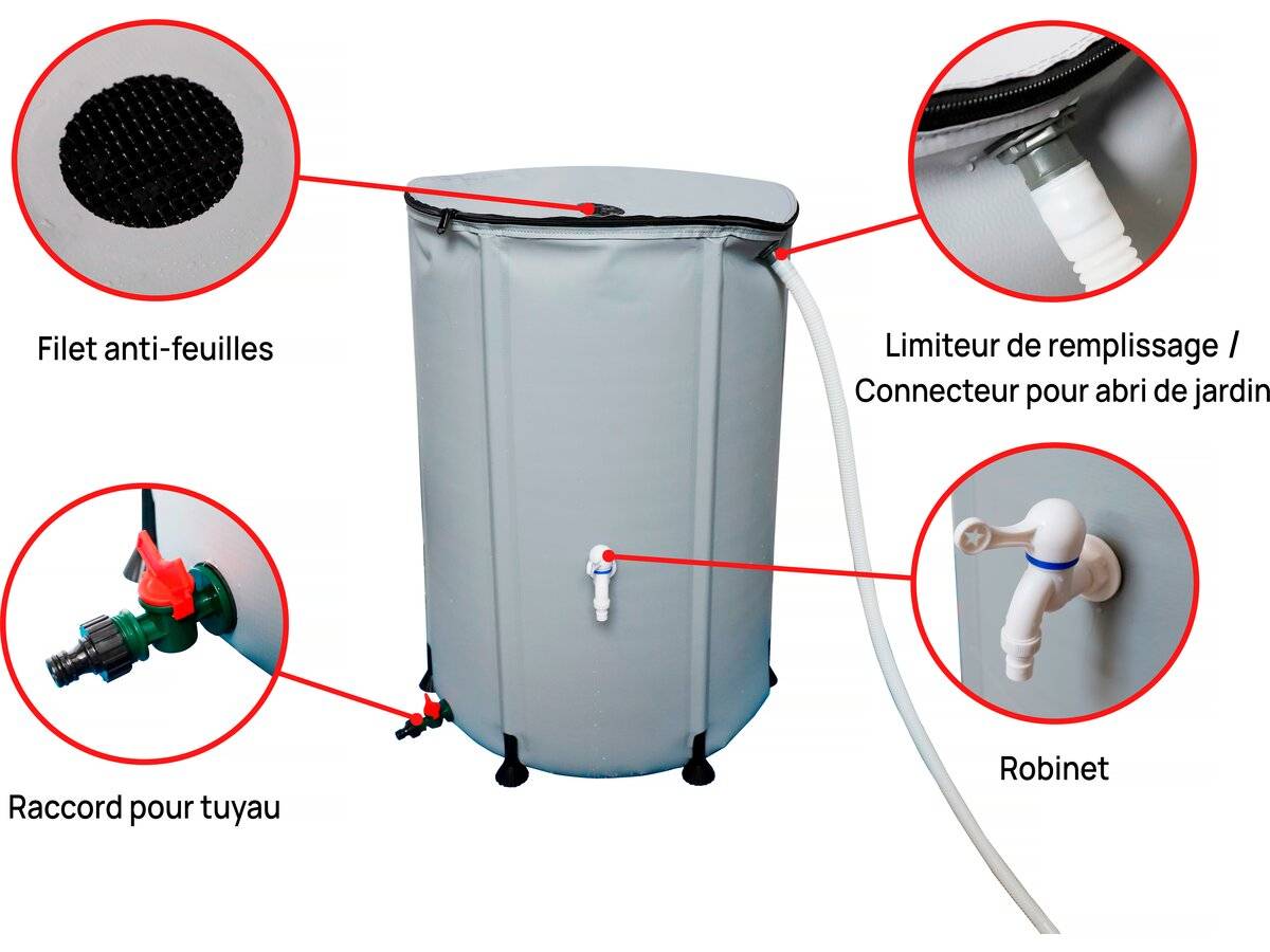 Habitat Et Jardin - Récupérateur D'eau Souple En Pvc 500 L - Gris -habitat Et Jardin - Imagen 3