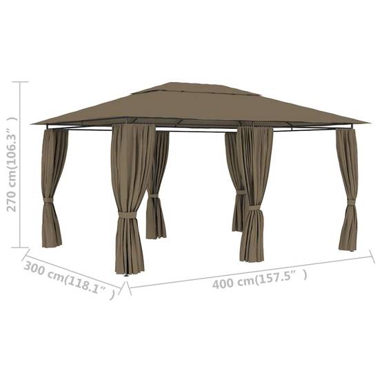 ComfortXL - Tonnelle de Jardin Acier avec Rideaux Toit Ventilé Imperméable pour Terrasse Taupe 4x3 m – ComfortXL Outdoor Living - Image 9