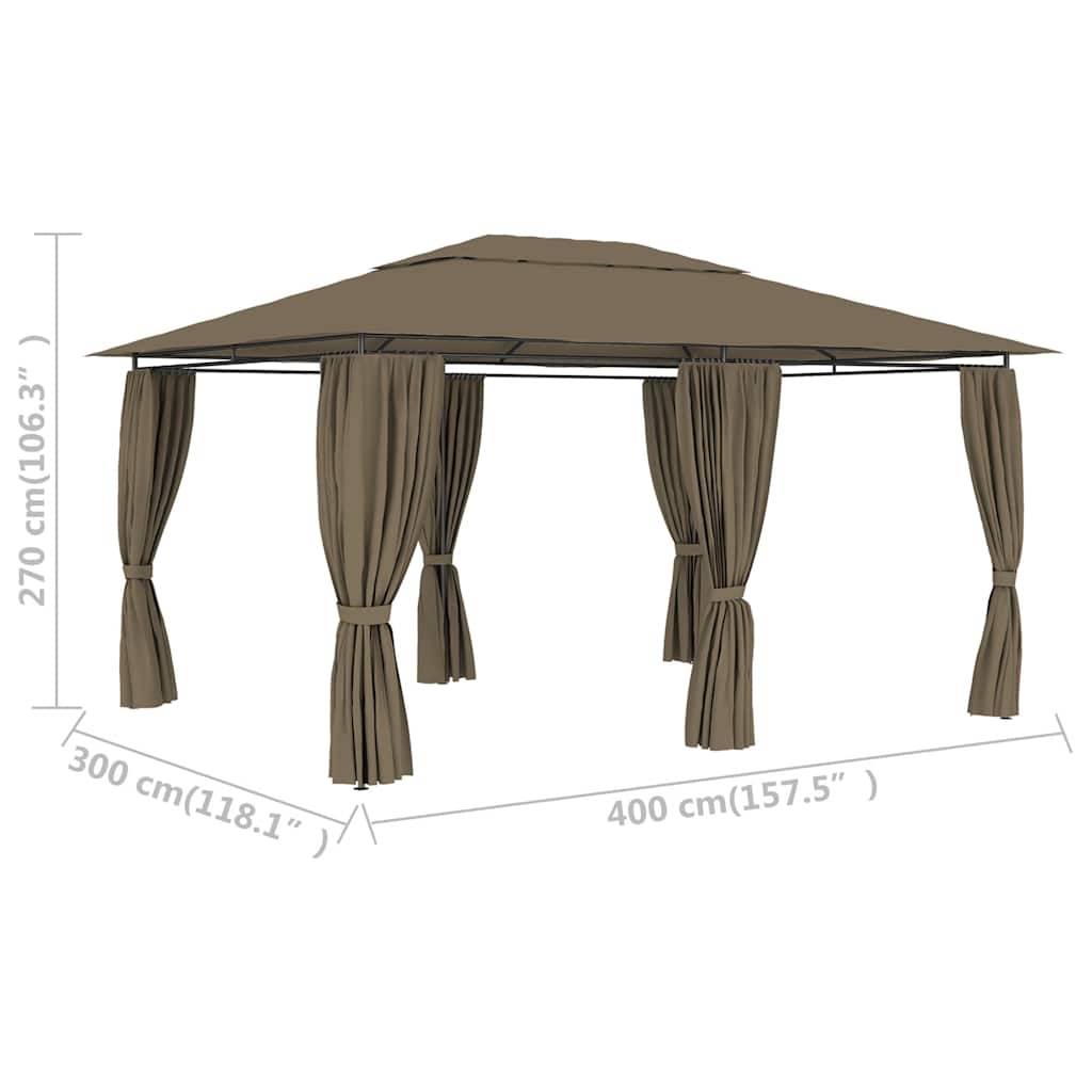 ComfortXL - Tonnelle de Jardin Acier avec Rideaux Toit Ventilé Imperméable pour Terrasse Taupe 4x3 m – ComfortXL Outdoor Living - Image 9