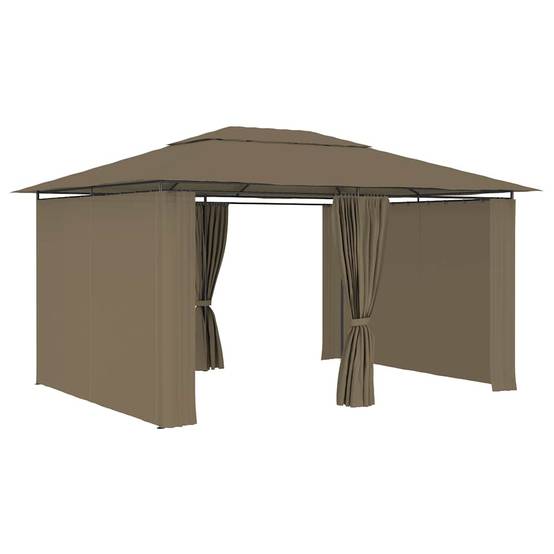 ComfortXL - Tonnelle de Jardin Acier avec Rideaux Toit Ventilé Imperméable pour Terrasse Taupe 4x3 m – ComfortXL Outdoor Living - Image 3