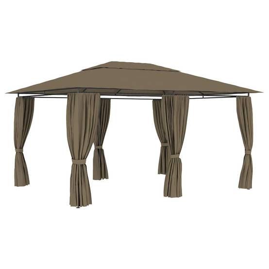ComfortXL - Tonnelle de Jardin Acier avec Rideaux Toit Ventilé Imperméable pour Terrasse Taupe 4x3 m – ComfortXL Outdoor Living - Image 1