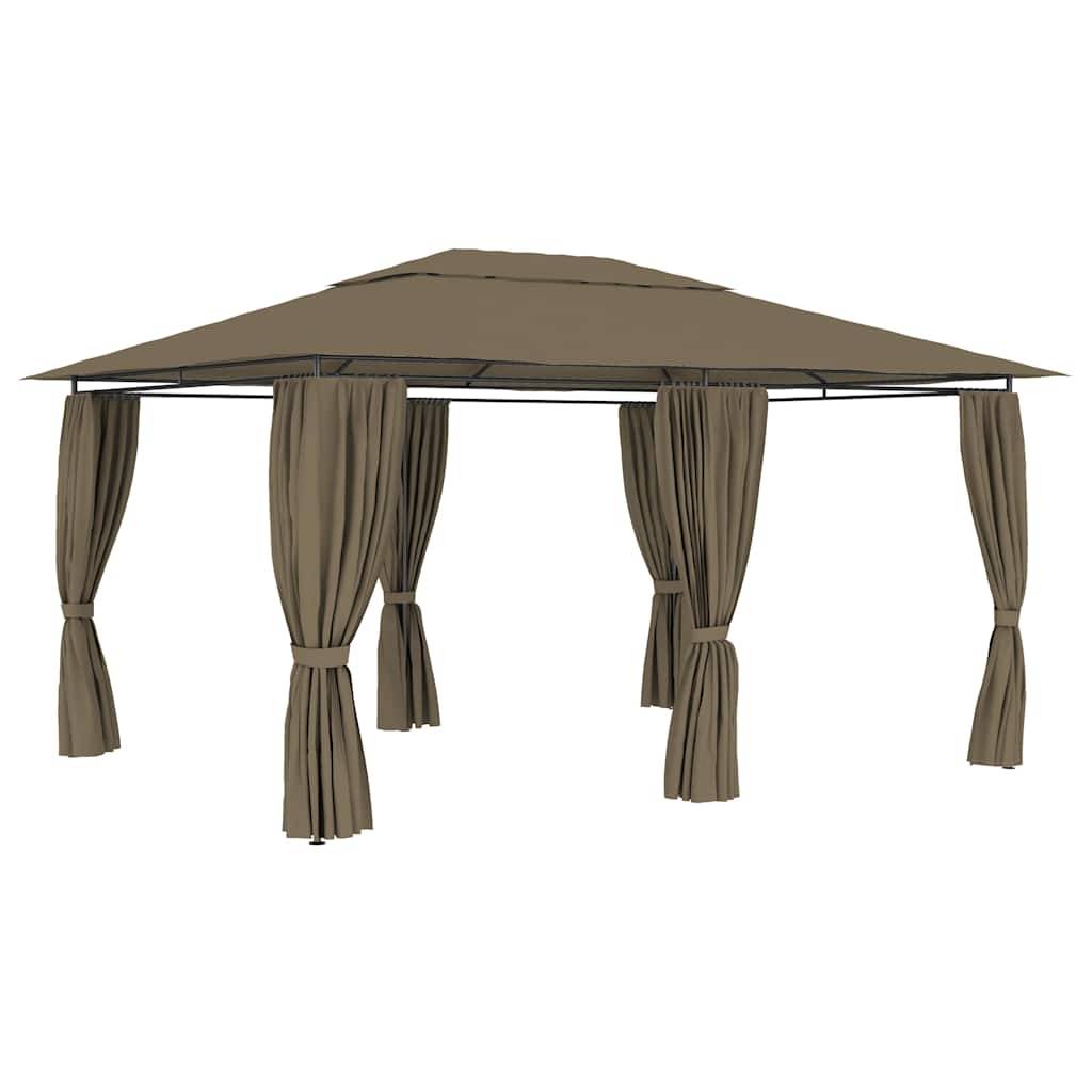 ComfortXL - Tonnelle de Jardin Acier avec Rideaux Toit Ventilé Imperméable pour Terrasse Taupe 4x3 m – ComfortXL Outdoor Living - Image 1