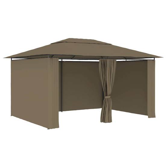ComfortXL - Tonnelle de Jardin Acier avec Rideaux Toit Ventilé Imperméable pour Terrasse Taupe 4x3 m – ComfortXL Outdoor Living - Image 2