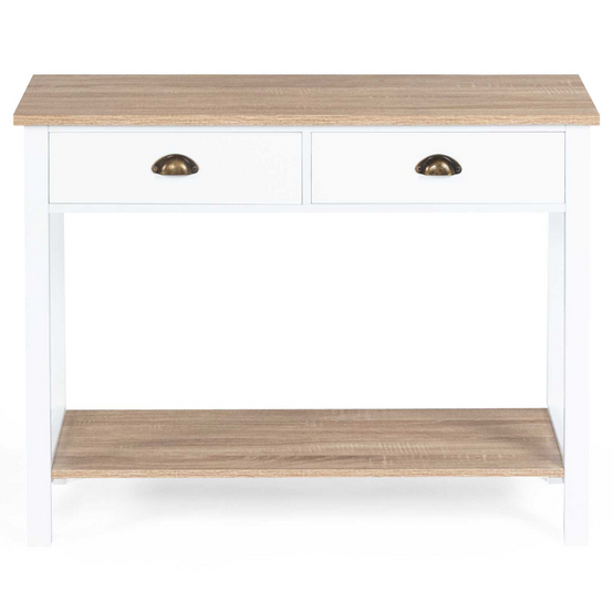 Console 2 tiroirs campagne ISIS 1 étagère bois et blanc - Image 5