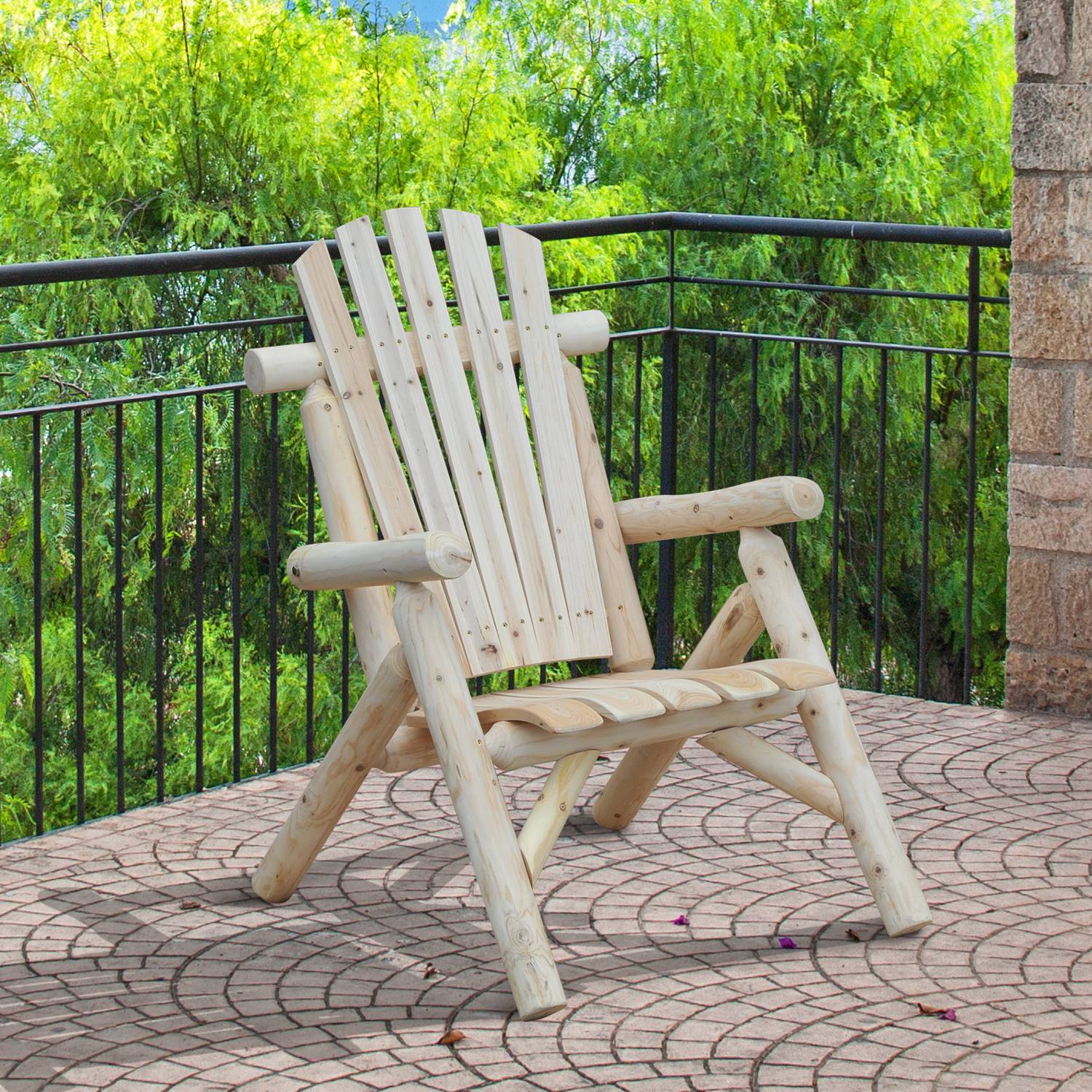 Chaise Adirondack en bois, résistante aux intempéries, 83x68x101 cm, finition naturelle - Image 4