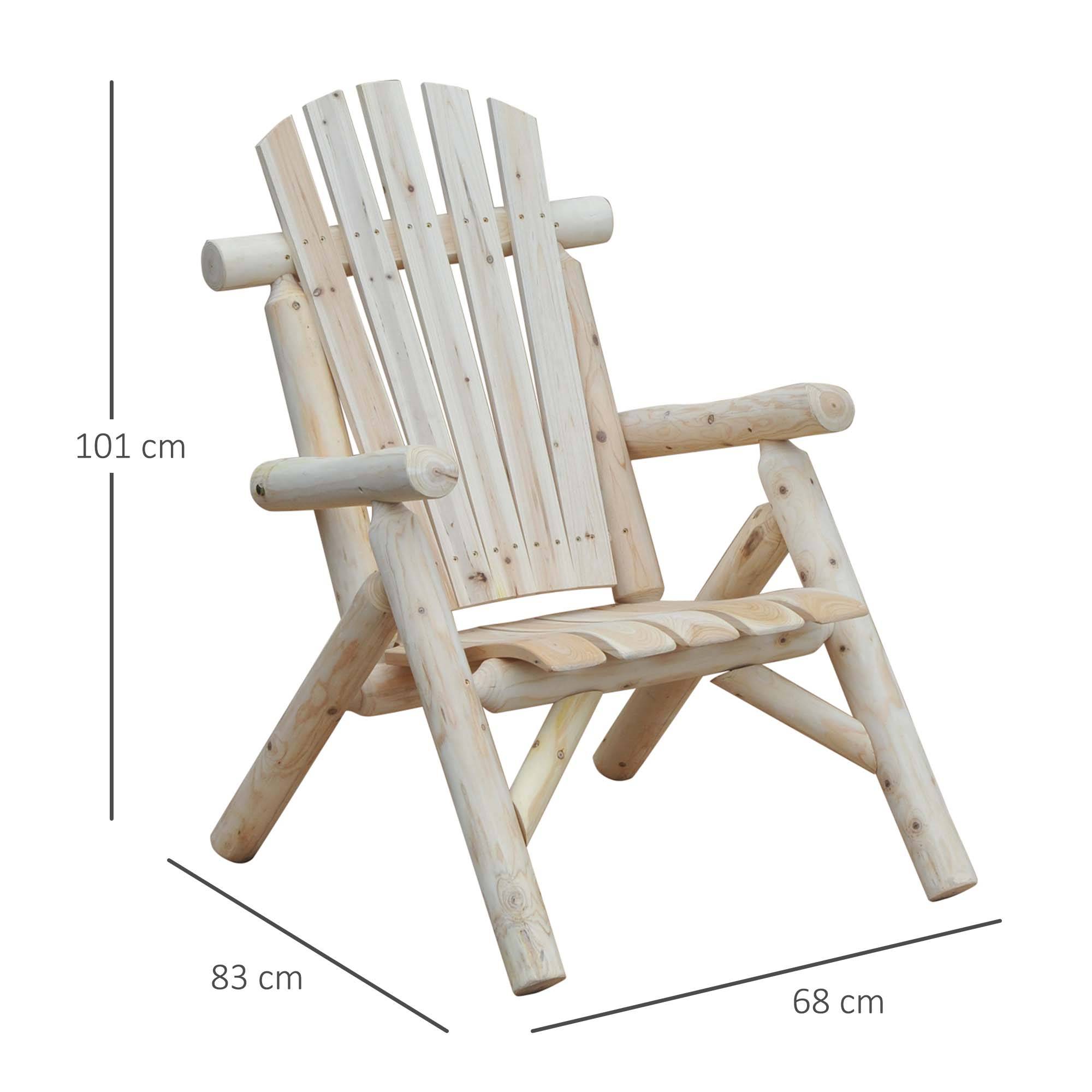 Chaise Adirondack en bois, résistante aux intempéries, 83x68x101 cm, finition naturelle - Image 5