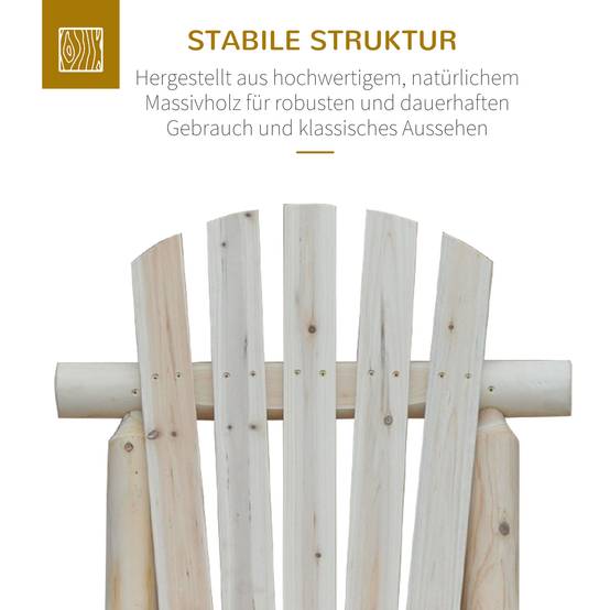 Chaise Adirondack en bois, résistante aux intempéries, 83x68x101 cm, finition naturelle - Image 6