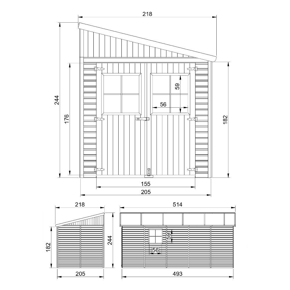 Timbela - Abri de Jardin en Bois Naturel H244x218x514 cm /10 m² avec paroi latérale et fenêtres - 17 mm d’épaisseur - Timbela M341A - Image 5