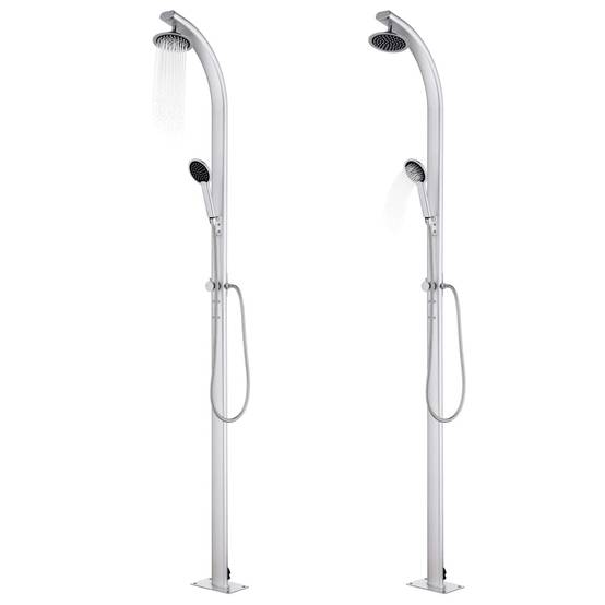 Douche de jardin - Douche d'extérieur avec base gris 220 cm Aluminium rj574 - Image 1