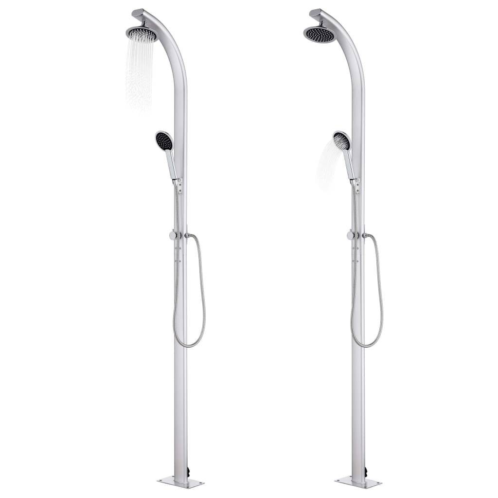 Douche de jardin - Douche d'extérieur avec base gris 220 cm Aluminium rj574 - Image 1