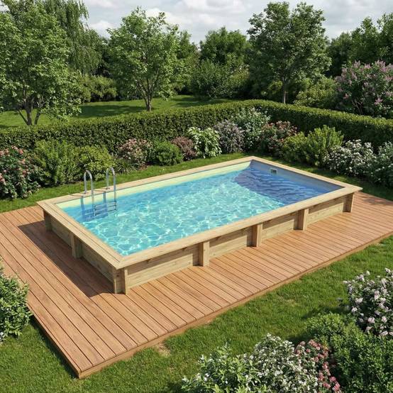 Altanka - Piscine hors sol en bois AQUA 7 x 3.75 - H.1.45 m, sable, fixations à sceller - BAS7308OSPI3 - ALTANKA - Image 3
