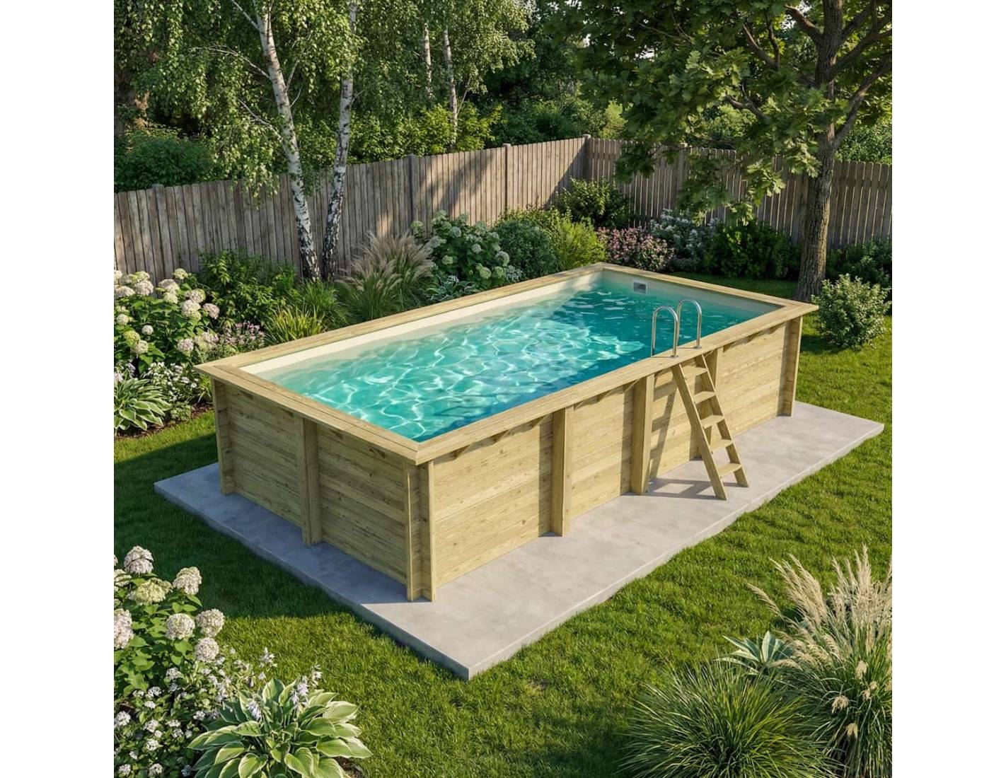Altanka - Piscine hors sol en bois AQUA 7 x 3.75 - H.1.45 m, sable, fixations à sceller - BAS7308OSPI3 - ALTANKA - Image 2
