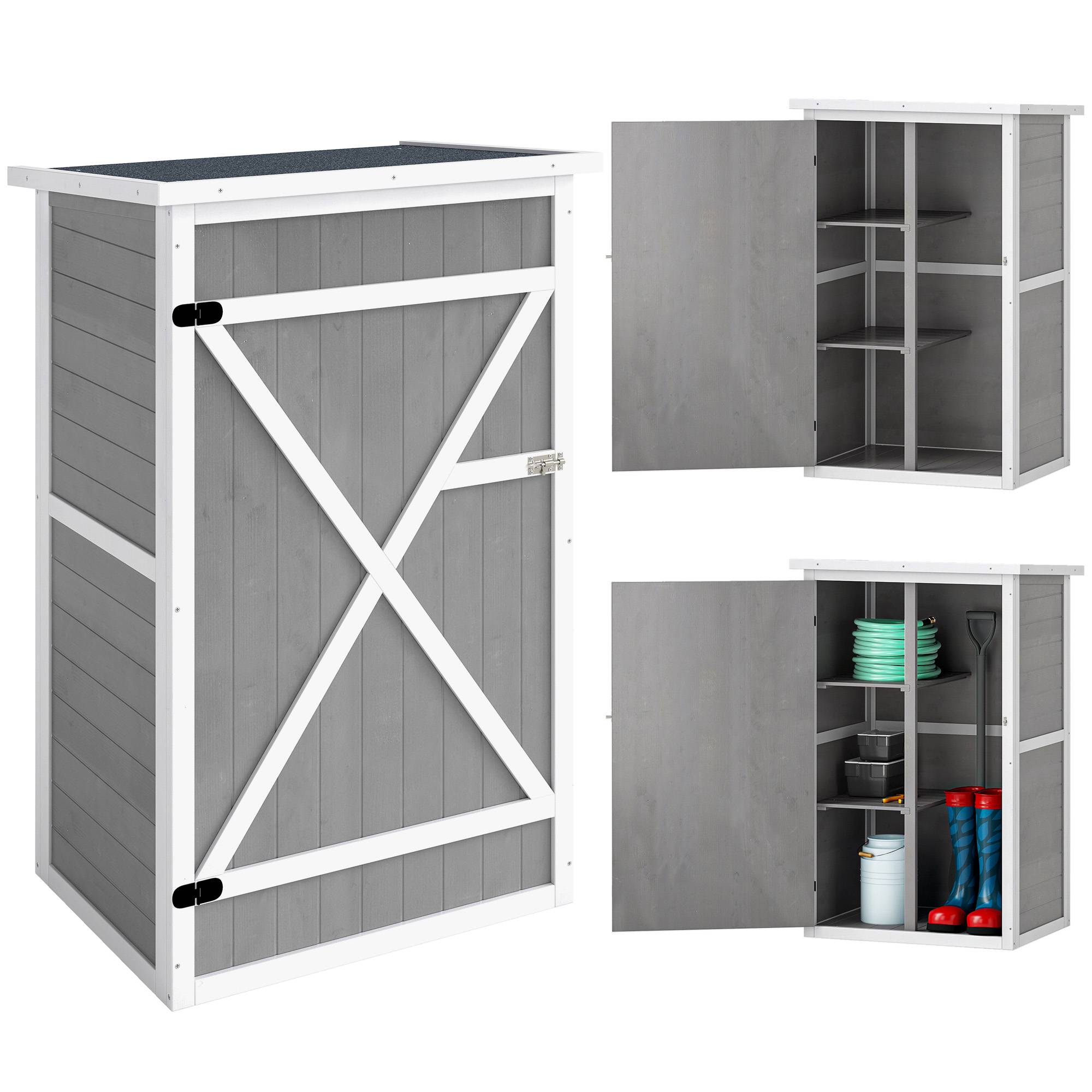 Abri outils avec étagères, résistant aux intempéries, 75x56x115 cm, gris - Image 1