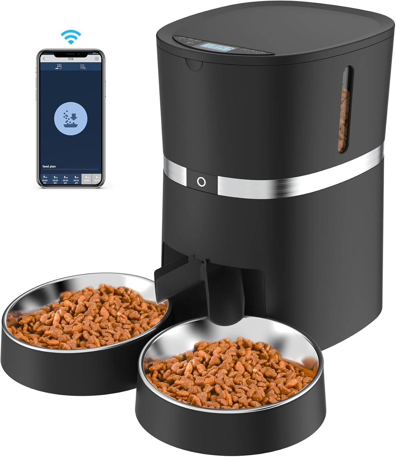 Distributeur Croquettes Chat Automatique 4L pour Chats & Chiens noir Vendos85