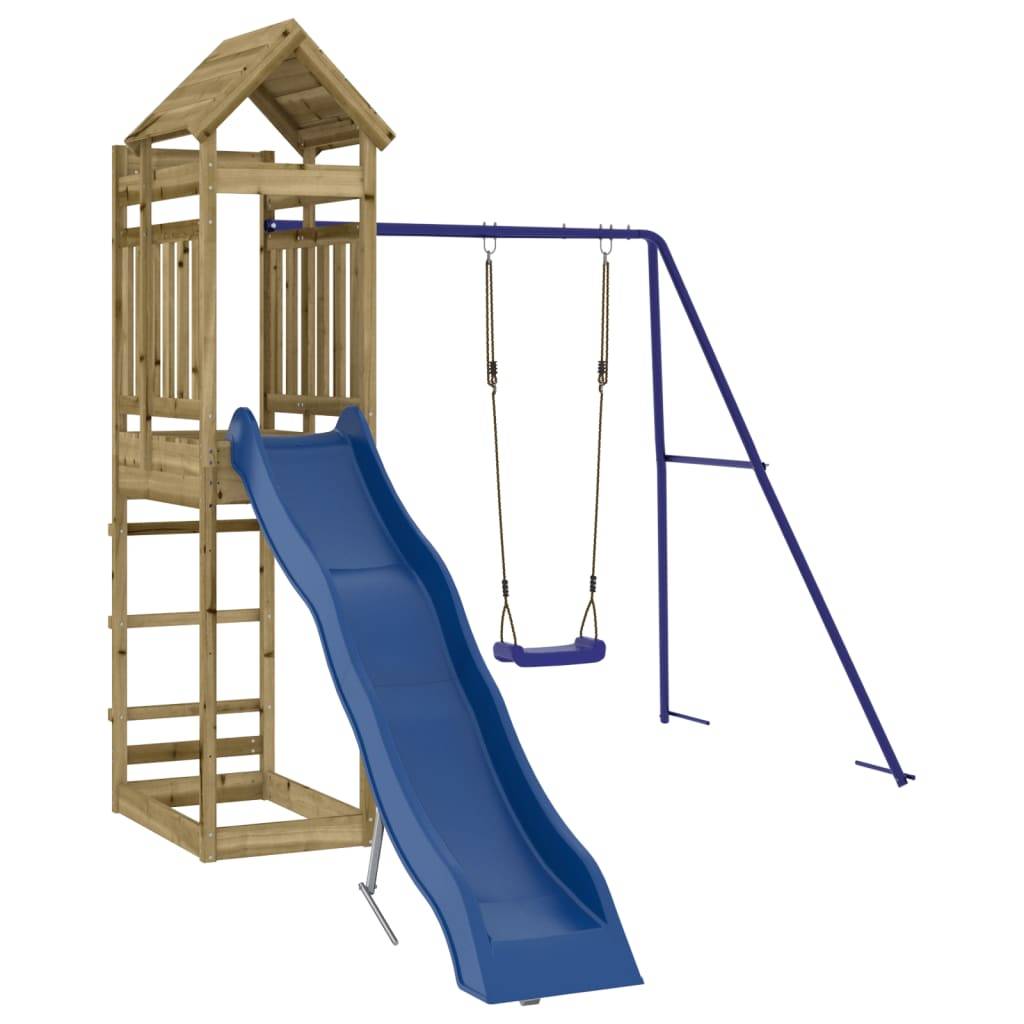 Helloshop26 - Aire de jeux d'extérieur balançoires toboggan portiques robuste jeux jardin 249 x 349 x 238 cm bois de pin imprégné - Imagen 1