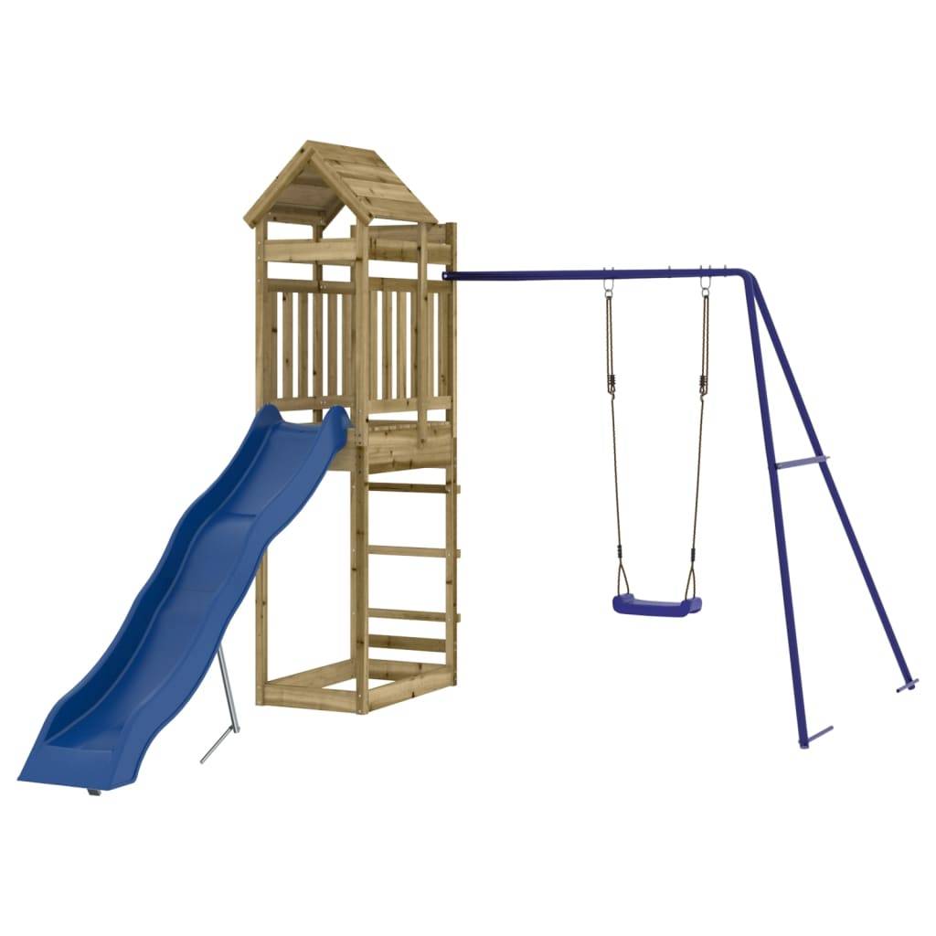 Helloshop26 - Aire de jeux d'extérieur balançoires toboggan portiques robuste jeux jardin 249 x 349 x 238 cm bois de pin imprégné - Imagen 3