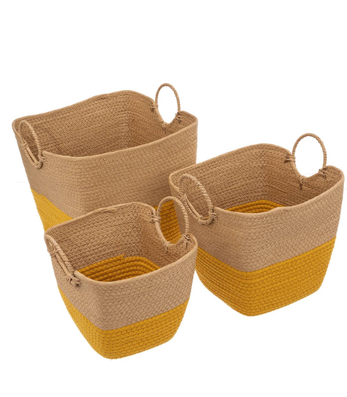 Lot de 3 Paniers de rangement Beige et Ocre - Imagen 1