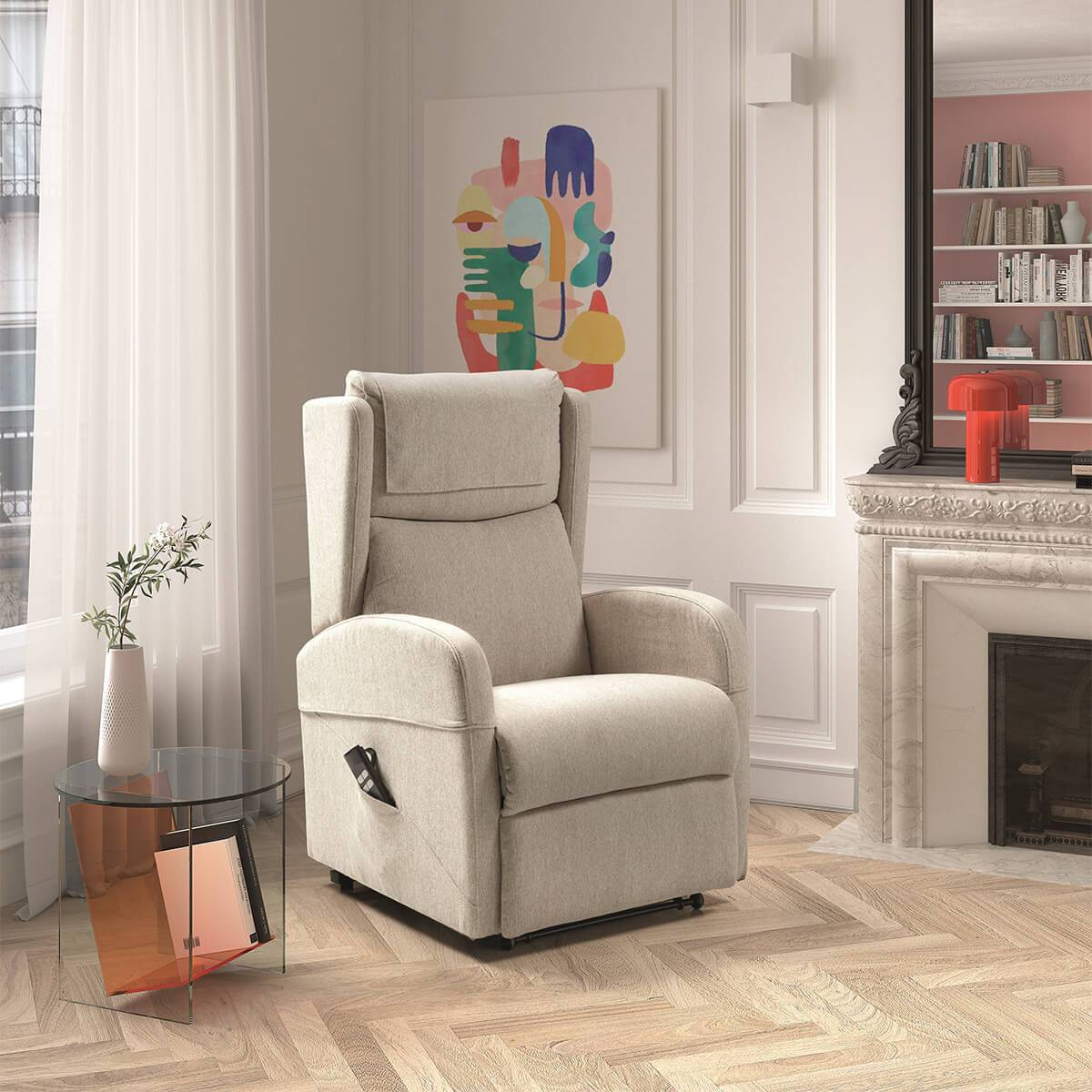 ALTOBUY - Fauteuil Relax Releveur Electrique Beige Clair avec Roulettes - SEVILLE - Image 2