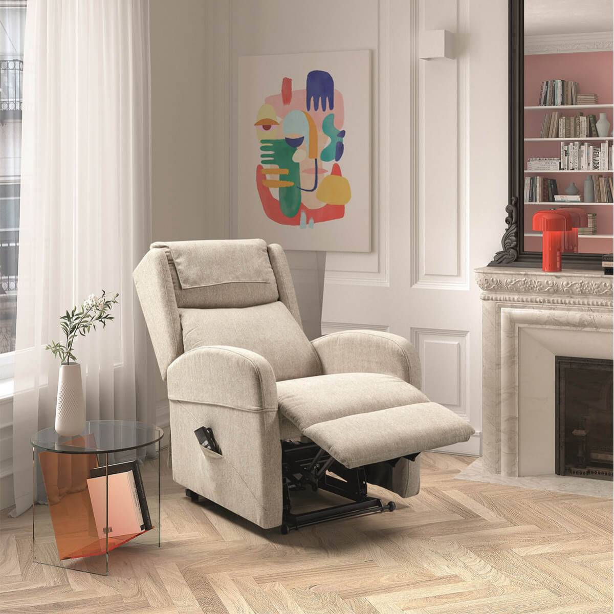 ALTOBUY - Fauteuil Relax Releveur Electrique Beige Clair avec Roulettes - SEVILLE - Image 4