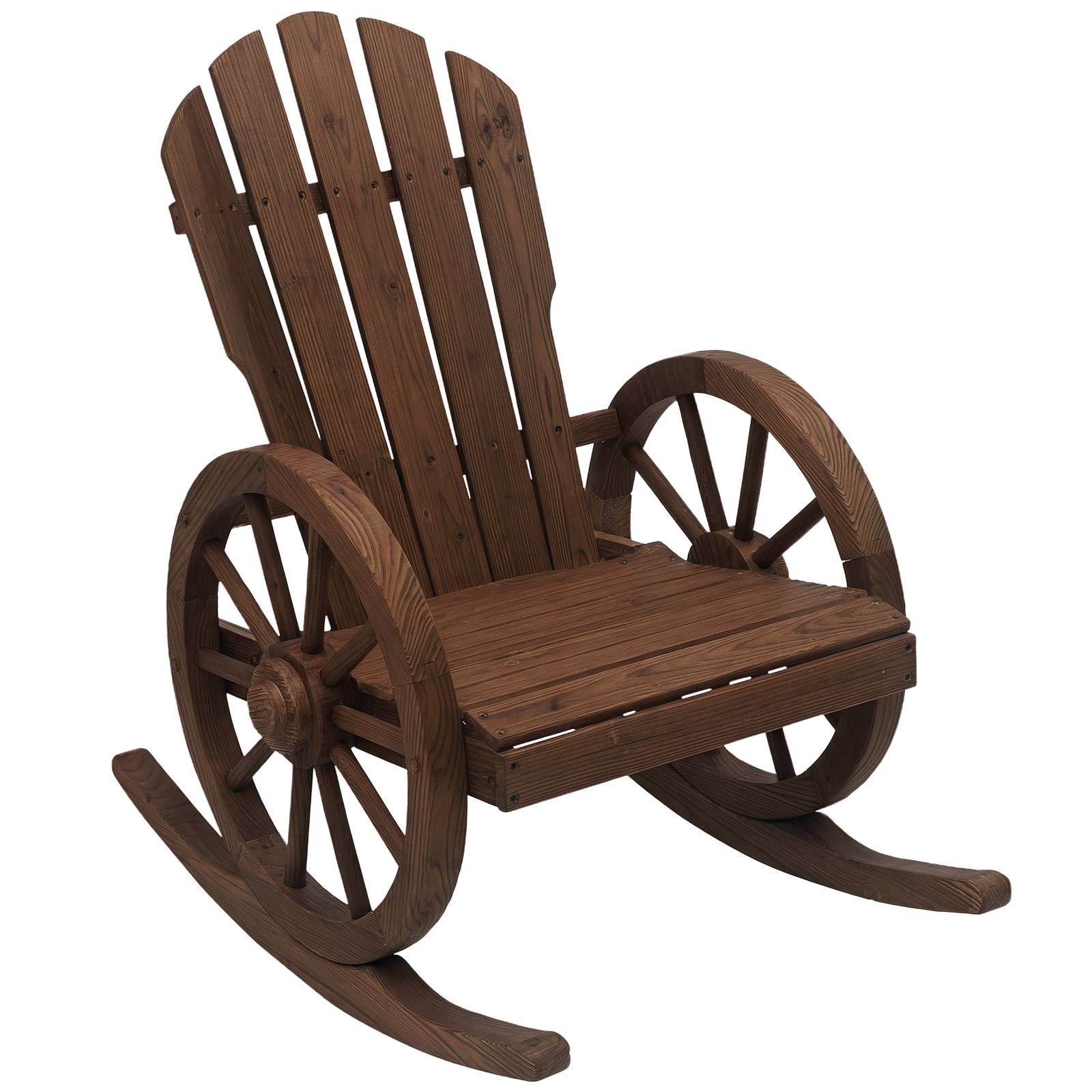 Fauteuil à Bascule Bois Sapin Jardin Terrasse Design Rustique 68x88x92cm Marron - ComfortXL Outdoor Living - Image 1
