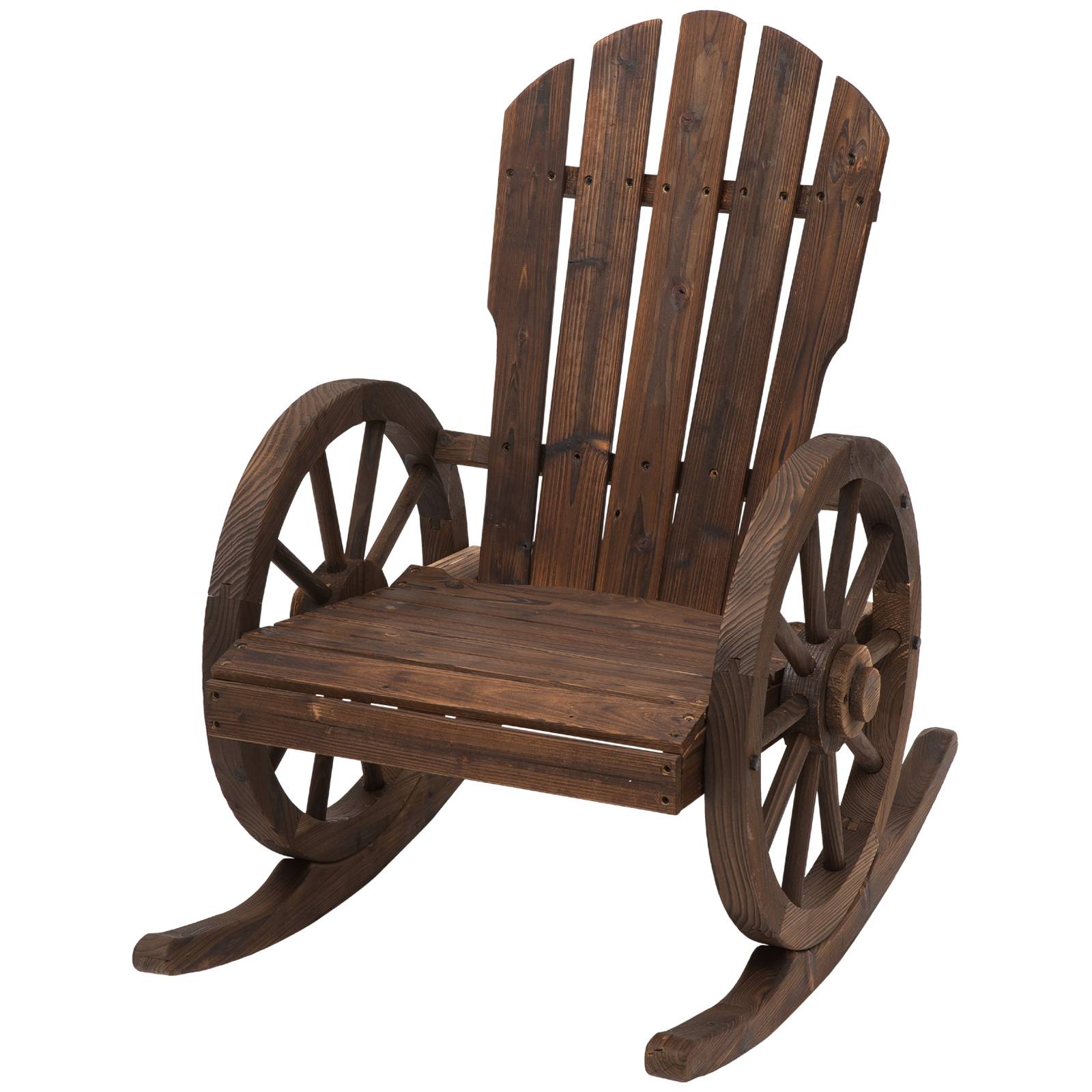 Fauteuil à Bascule Bois Sapin Jardin Terrasse Design Rustique 68x88x92cm Marron - ComfortXL Outdoor Living - Image 2