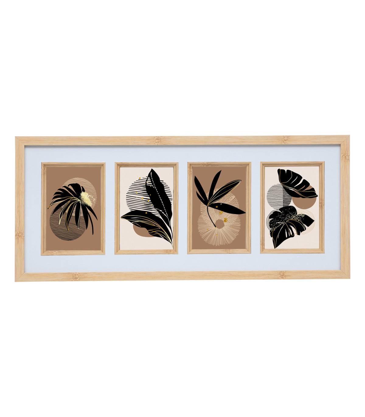 Pêle-mêle Multivues 4  Photos en bois Beige et verre 55.2 x 24.2 cm - Imagen 1