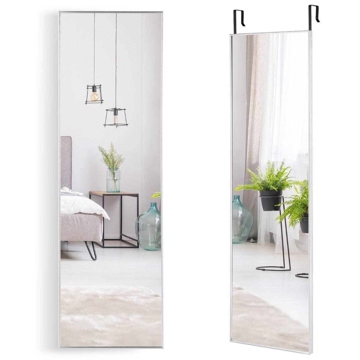 Helloshop26 - Miroir hd psyché mural miroir rectangulaire de grand format 120 x l37 cm cadre argent en alliage d'aluminium - Imagen 1