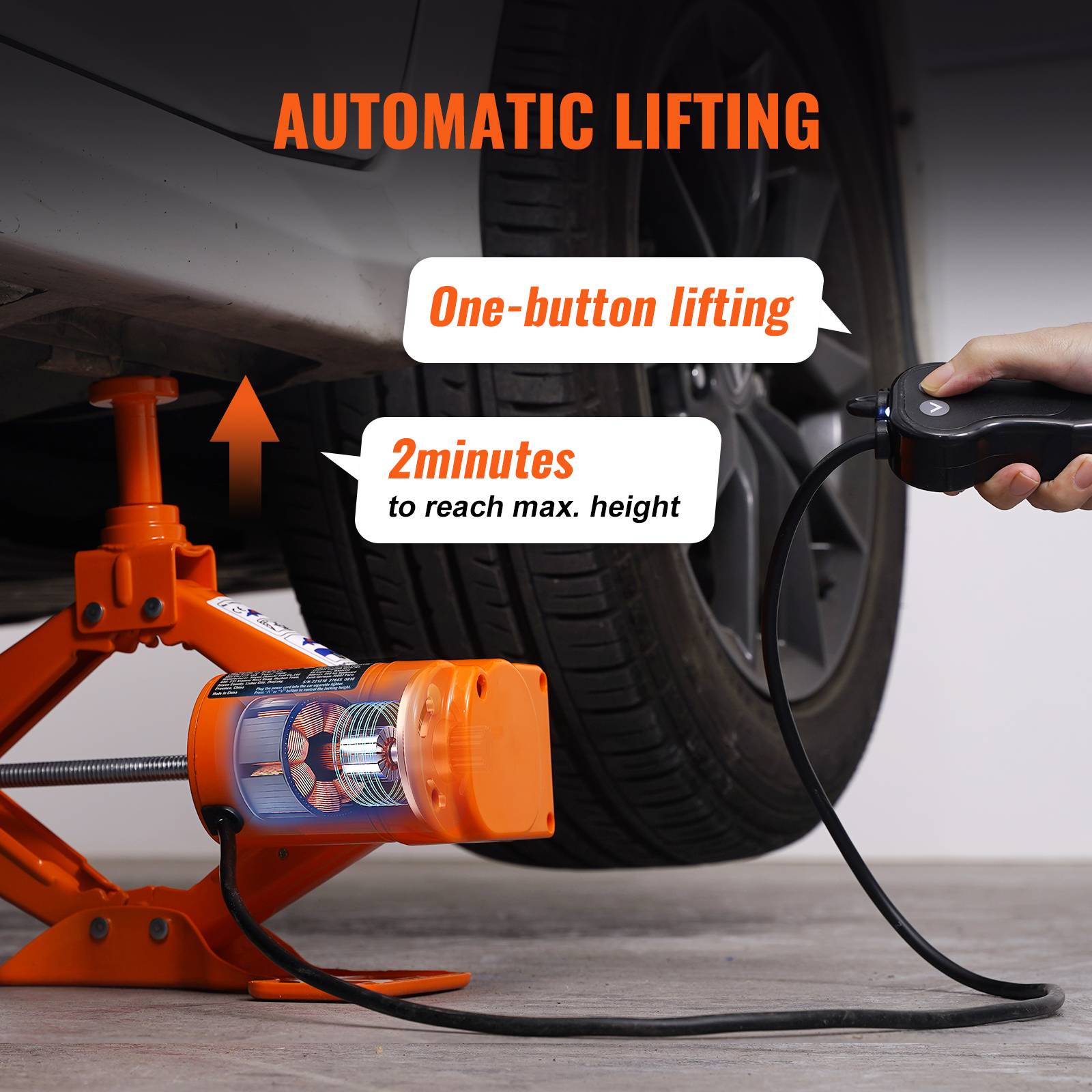 Rigogo Cric losange pour voiture, SUV, monospace, capacité de charge de 2 tonnes, acier de haute qualité, poids 2 kg, hauteur maximale 39 cm, hauteur minimale 11 cm, clé hexagonale incluse